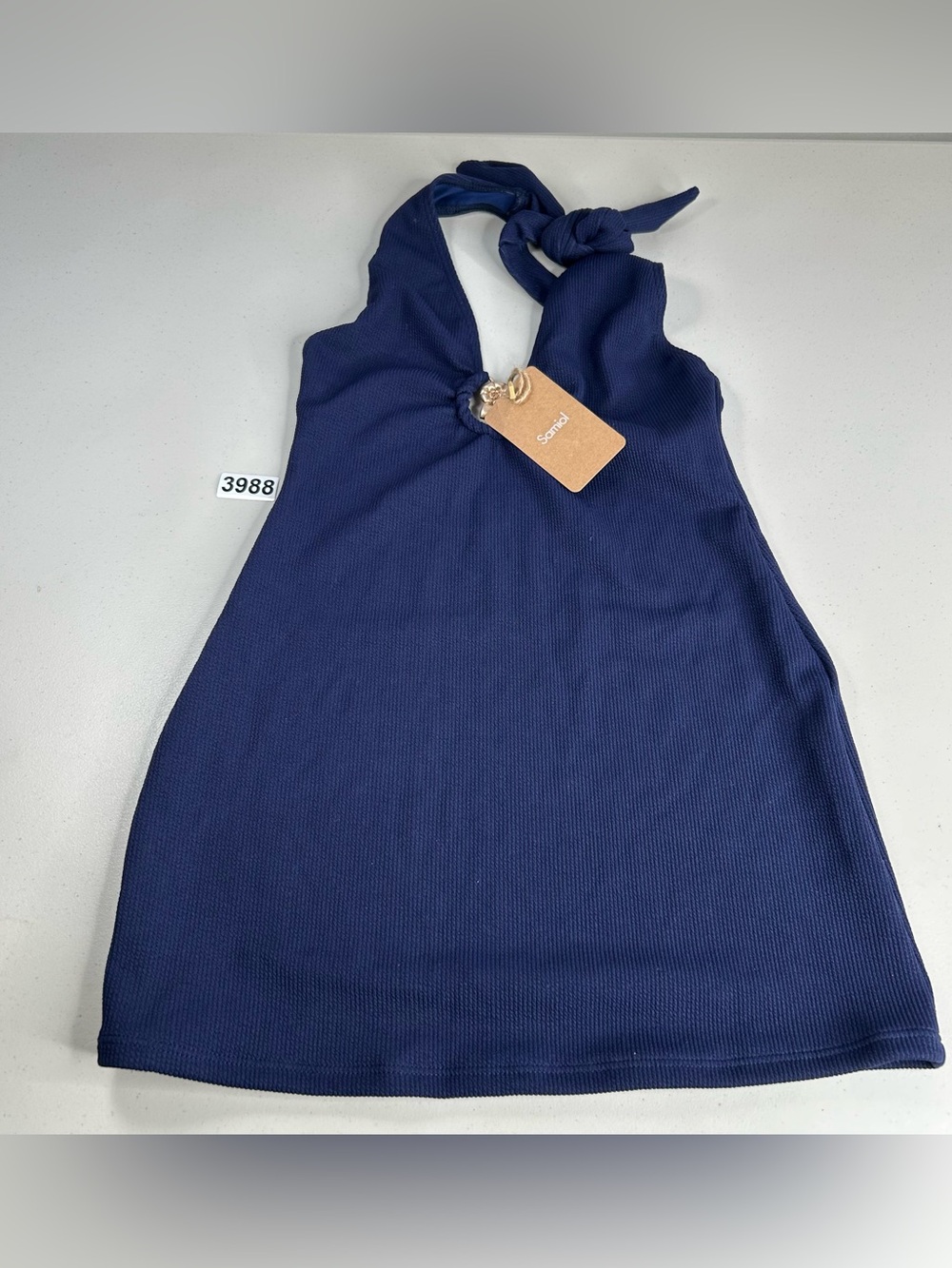 Samiol Tankini Top Blue Halter Shell Small Ribbed